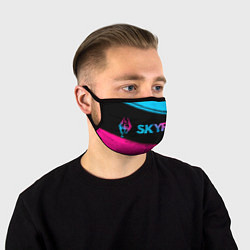 Маска для лица Skyrim - neon gradient: надпись и символ, цвет: 3D-принт