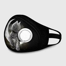 Маска с клапаном Кот на луне, цвет: 3D-белый — фото 2