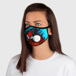 Маска с клапаном Cyberpunk 2077 Цветные брызги, цвет: 3D-белый