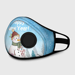Маска с клапаном Снеговик во дворе, цвет: 3D-черный — фото 2