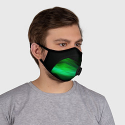 Маска с клапаном Неоновая зеленая абстракция на черном фоне, цвет: 3D-черный — фото 2
