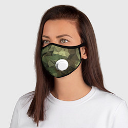 Маска с клапаном Полигональный камуфляж, цвет: 3D-белый