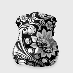 Бандана-труба Хохлома черно-белая, цвет: 3D-принт