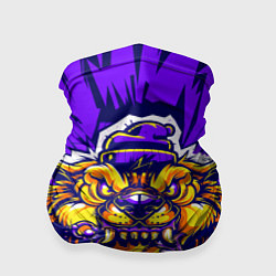 Бандана-труба Граффити Лев фиолетовый, цвет: 3D-принт