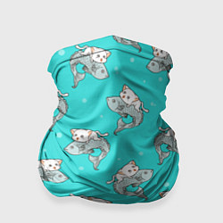 Бандана-труба Котики и рыбки, цвет: 3D-принт