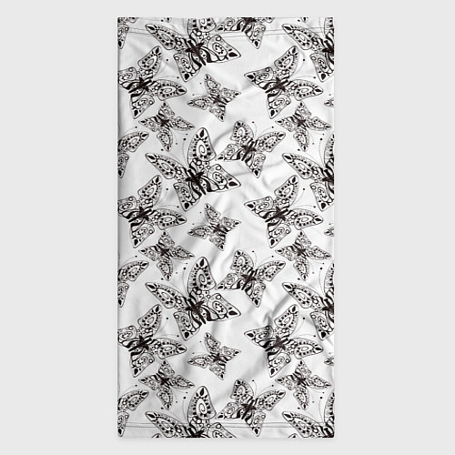 Бандана Ажурные черный бабочки на белом фоне / 3D-принт – фото 3