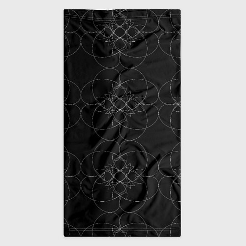 Бандана Цветочный орнамент белый на черном / 3D-принт – фото 3