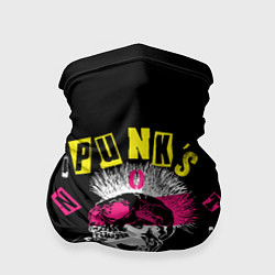 Бандана-труба PUNKS NOT DEAD ирокез, булавки, череп, цвет: 3D-принт