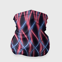 Бандана-труба Неоновые волны Розовый и голубой на темном фоне, цвет: 3D-принт