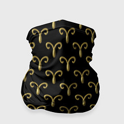 Бандана-труба Золотой овен на черном фоне Паттерн, цвет: 3D-принт