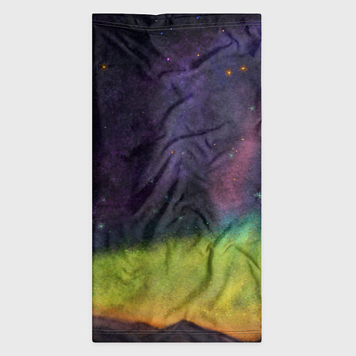 Бандана Горный пейзаж со звёздным небом и северным сиянием / 3D-принт – фото 3