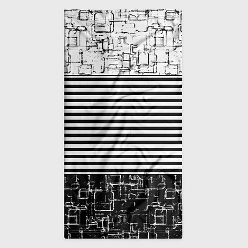 Бандана Черно-белый комбинированный абстрактный с полосаты / 3D-принт – фото 3