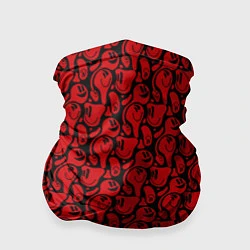 Бандана-труба Красные психоделический смайлы, цвет: 3D-принт
