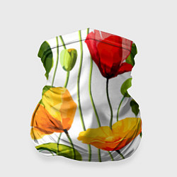 Бандана-труба Волнообразный узор из цветков мака Лето, цвет: 3D-принт