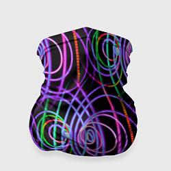 Бандана-труба Неоновые круги и линии - Фиолетовый, цвет: 3D-принт