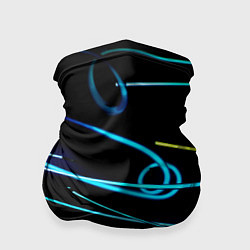 Бандана-труба Неоновые линии во тьме - Голубой, цвет: 3D-принт