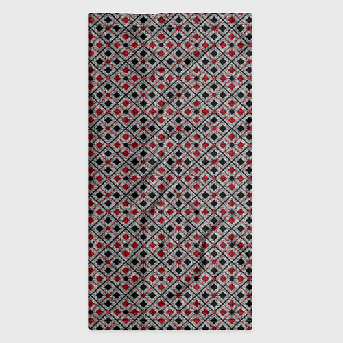 Бандана Красный, черный квадраты на гранжевом сером / 3D-принт – фото 3