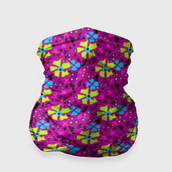 Бандана-труба Цветочный узор на малиновом фоне, цвет: 3D-принт