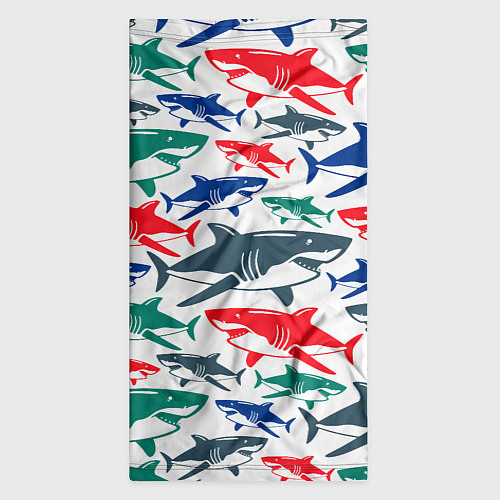 Бандана Стая разноцветных акул - паттерн / 3D-принт – фото 3