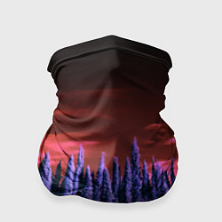 Бандана-труба Абстрактный фиолетовый лес и тёмная река, цвет: 3D-принт