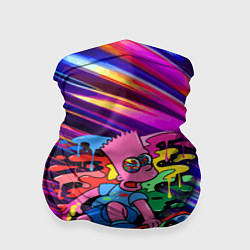 Бандана-труба Скейтбордист Барт Симпсон на фоне разноцветных кля, цвет: 3D-принт