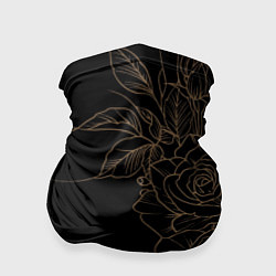 Бандана-труба Элегантные розы на черном фоне, цвет: 3D-принт