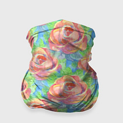 Бандана-труба Алые розы акварель, цвет: 3D-принт