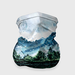 Бандана-труба Горный пейзаж акварелью, цвет: 3D-принт