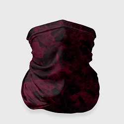 Бандана-труба Черный и бордовый мраморный узор, цвет: 3D-принт