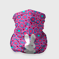 Бандана-труба Белый кролик на розовом - символ 2023, цвет: 3D-принт