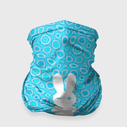 Бандана-труба Белый кролик на голубом - символ 2023, цвет: 3D-принт