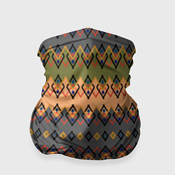 Бандана-труба Желто-оливковый полосатый орнамент, цвет: 3D-принт