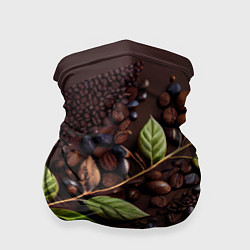 Бандана-труба Кофейные зерна и листья чая, цвет: 3D-принт