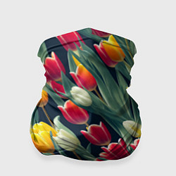 Бандана-труба Много тюльпанов, цвет: 3D-принт
