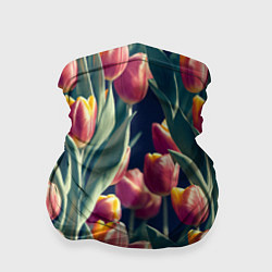 Бандана-труба Много тюльпанов, цвет: 3D-принт
