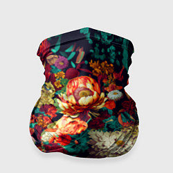 Бандана-труба Цветочный паттерн с цветами и листьями, цвет: 3D-принт