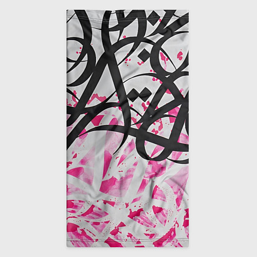 Бандана Черно-розовая каллиграфия / 3D-принт – фото 3