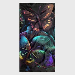 Бандана-труба Разные неоновые бабочки, цвет: 3D-принт — фото 2