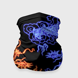 Бандана-труба Парящие неоновые драконы, цвет: 3D-принт