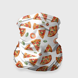 Бандана-труба Кусочки пиццы - паттерн на белом, цвет: 3D-принт