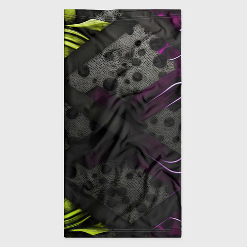 Бандана Темная фиолетовая текстура с листьями / 3D-принт – фото 3