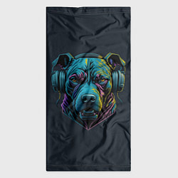 Бандана-труба Питбуль в наушниках, цвет: 3D-принт — фото 2