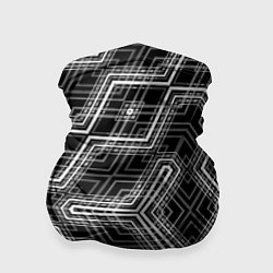 Бандана-труба Черно-белый ассеметричный узор, цвет: 3D-принт