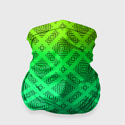 Бандана-труба Желто-зеленый градиентный фон с геометрическим узо, цвет: 3D-принт