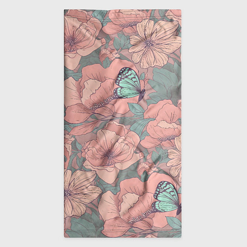 Бандана Паттерн с бабочками и цветами / 3D-принт – фото 3