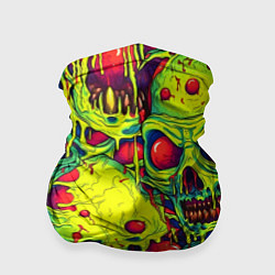 Бандана-труба Зеленые психоделические черепа, цвет: 3D-принт