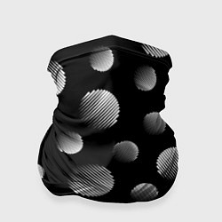 Бандана-труба Шары в полоску на черном фоне, цвет: 3D-принт