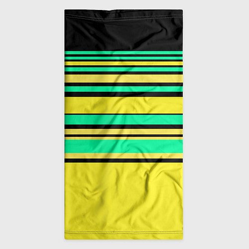 Бандана Разноцветный черно желтый с зеленым полосатый узор / 3D-принт – фото 3