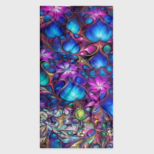 Бандана Абстракция синие листья и фиолетовый цветы / 3D-принт – фото 3
