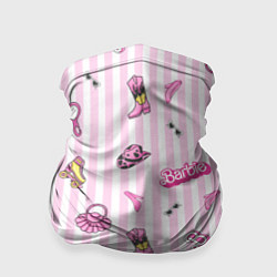Бандана-труба Барби - розовая полоска и аксессуары, цвет: 3D-принт